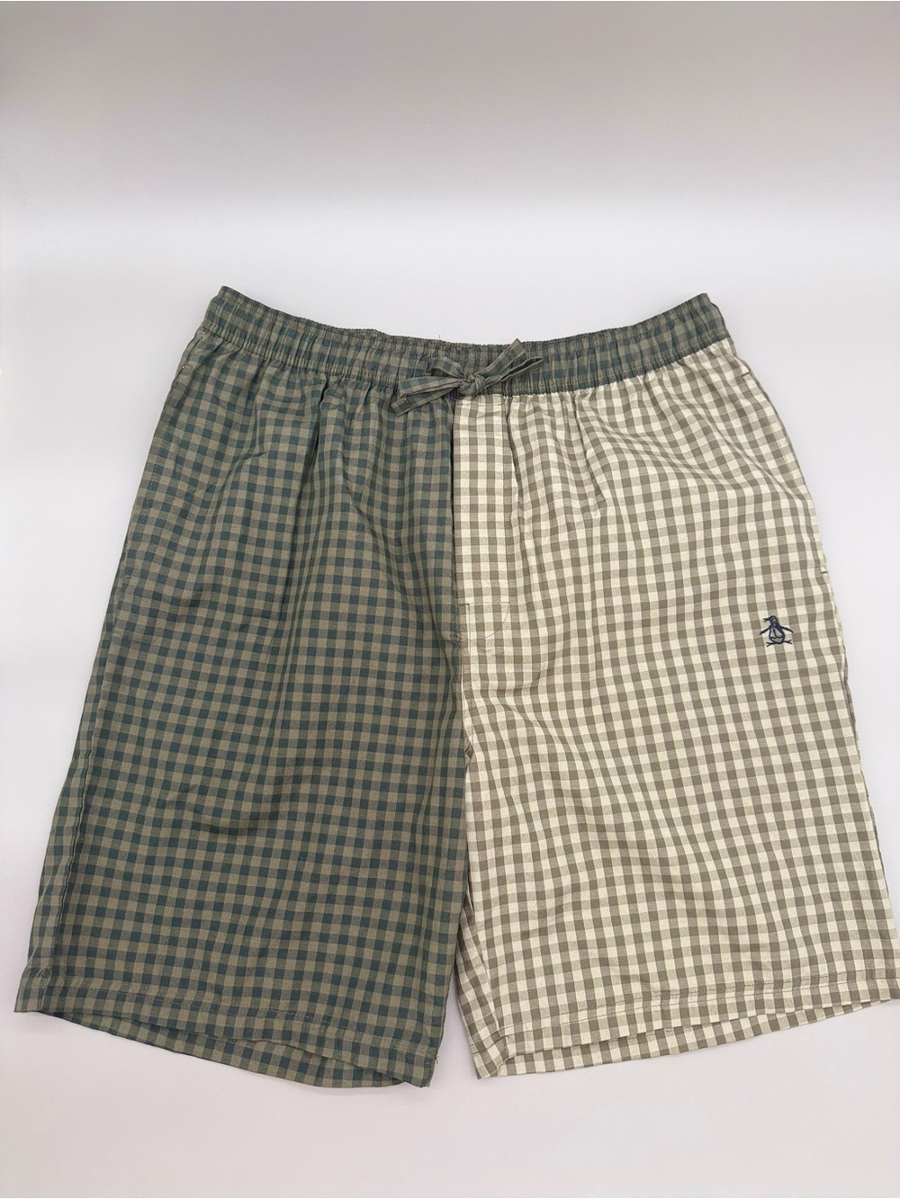 Original Penguin Two-Tone Gingham Hybrid Shorts - Olive & Cream